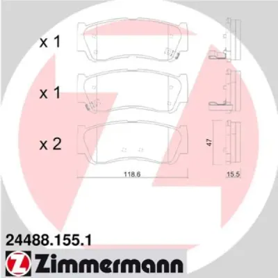 Set placute frana, frana disc ZIMMERMANN 24488.155.1