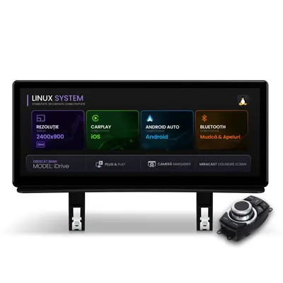 Navigatie BMW Seria 1 E87 (2006-2012), Linux OS OEM, Varianta iDrive, CarPlay Android Auto Wireless, MirrorLink, Camera AHD, 12.3 Inch