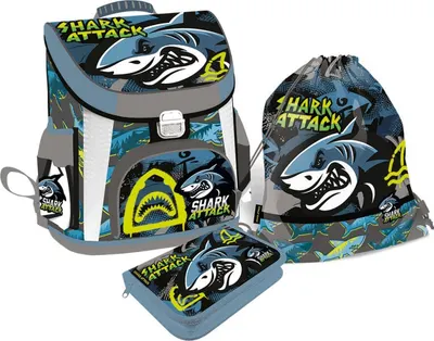 Set școlar Lizzy Card Shark Attack - Rucsac, penar și geantă sport
