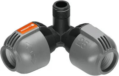 Conector pentru furtun Gardena - Racord rapid filet feminin M-racord rapid feminin, cot în T, 1/2'' x 25 mm