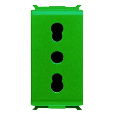 Italian Standard Socket-Outlet 250v Ac - For Dedicated Lines - 2p+e 16a Dual Amperage - P17-11 - 1 Modul - Green - Playbus