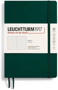 Notebook-ul Leuchtturm1917 Natural Colors - A5, verde închis, pagini punctate, coperte moi