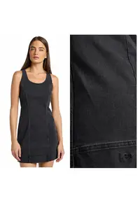 Rochie Dama - Foreverfit Dress - Regular Fit - Denim Aspect - Decolteu Rotund - Lungime Mini - Fermoar - Bumbac - L INTL - Gri