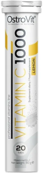 Vitamina C, 1000 mg, lămâie, 20 de comprimate efervescente, OstroVit