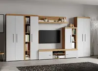 Set Mobilier Living Alb cu Stejar Auriu Sam-C17