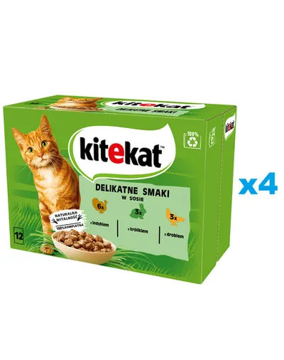 KITEKAT Delicate Flavours Pachet plicuri pentru pisica, curcan, iepure, pasare in sos 48x85 g