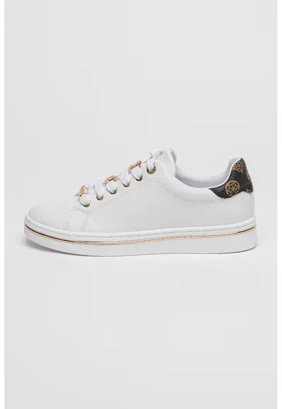 Pantofi sport din piele ecologica cu model logo - Alb