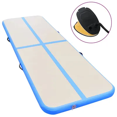 vidaXL Saltea gimnastică gonflabilă cu pompă albastru 800x100x10cm PVC