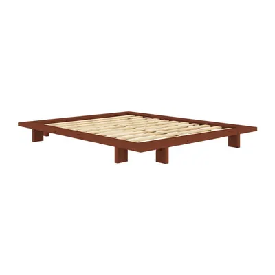 Pat matrimonial teracotă din lemn de pin fără tăblie cu somieră 140x200 cm Japan – Karup Design