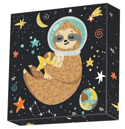 Tablou Diamond Box - Un leneș în spațiu, 22 x 22 cm