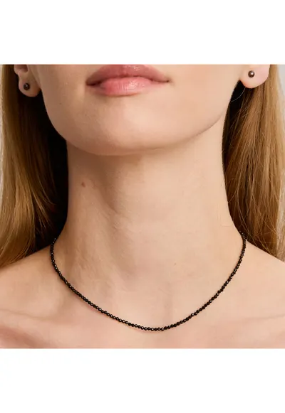 Colier din turmaline fatetate negre si aur filat 14K - Roxanne