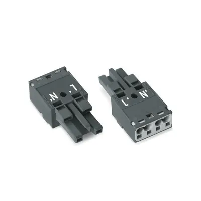 Socket; 2-pole; Cod. L; 4,00 mm²; dark gray