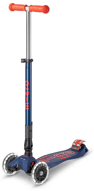 Trotinetă pentru copii Micro - Maxi Micro Deluxe pliabilă cu LED, Navy Red