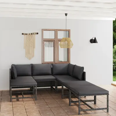 Gossi set mobilier de gradina cu perne, 7 piese, gri, poliratan