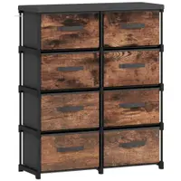 HOMCOM Comodă cu 8 Sertare, Mobilier din Metal pentru Dormitor, Maro Rustic | Aosom Romania