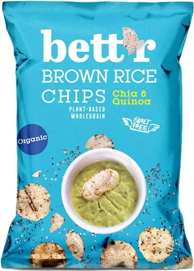 Chipsuri de orez cu chia și quinoa, 60 g, Bett'r