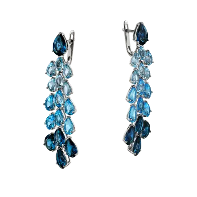 Cercei candelabru din aur alb cu topaze albastre de 31.3ct