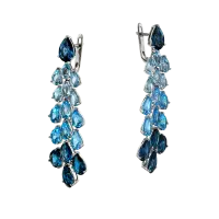 Cercei candelabru din aur alb cu topaze albastre de 31.3ct