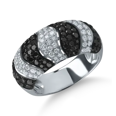 Inel din aur alb cu diamante negre si incolore de 1.61ct