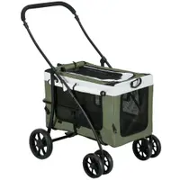 PawHut Cărucior pentru câini Cărucior pentru animale Cărucior pentru câini, pliabil, coș detașabil, 81 x 58 x 97,5 cm, Negru+Verde închis+Alb | Aosom Romania