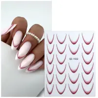 Abtibilduri unghii french Marquise, STICKER70, Rosu inchis