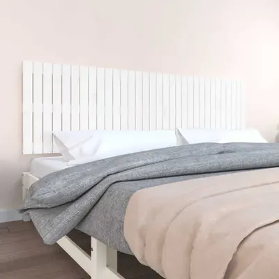 vidaXL Tăblie de pat pentru perete, alb, 204x3x60 cm, lemn masiv pin