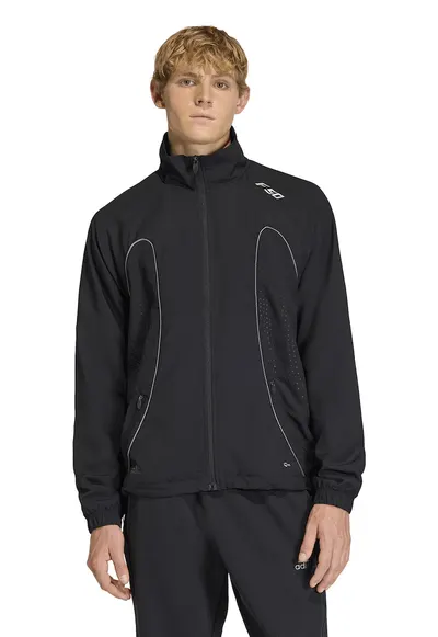 Bluza de trening cu fermoar si terminatie ajustabila - Negru