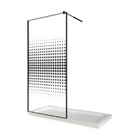 Paravan dus walk in / Perete dus sticla cu model Dots 106 8 mm profil negru mat tija extensibila 80 x 200 cm