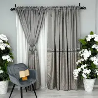 Set 2 bucati Draperie Lines, tip panou 3 metri latime , Gri Silver- 3m latime x 232 m inaltime , rejansa pt. bara