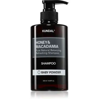 KUNDAL Honey & Macadamia Baby Powder sampon natural pentru păr uscat și deteriorat 500 ml