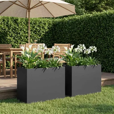 vidaXL Vază pentru Grădină 2 buc. Negru 60 x 30 x 40 cm