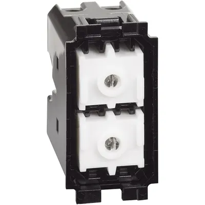 Buton dublu 1P(NO)+1P(NO), interblocat pentru storuri, neiluminabil 1M Bticino Living Now K4037 / K4037N, alb, negru