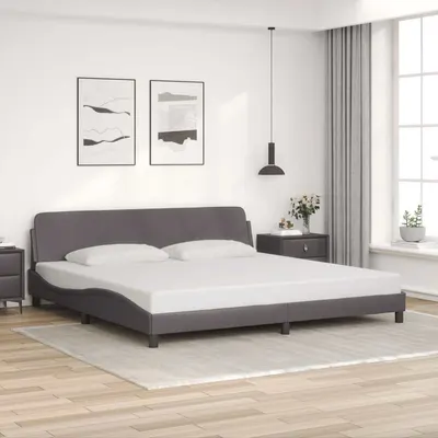 vidaXL Cadru de pat, Dover, gri, 200x200 cm, piele ecologică