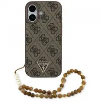 Husa MagSafe pentru Apple iPhone 17, Guess, 4G Triangle Logo Cord Strap, Maro