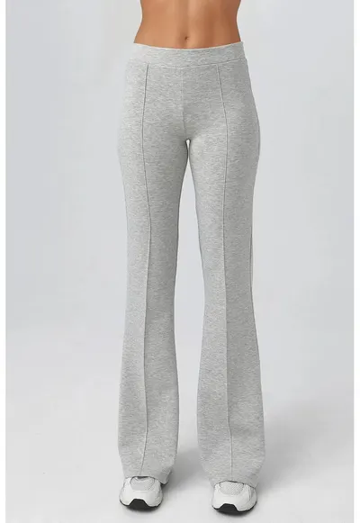 Pantaloni dama - evazati gri deschis - textil - Gri deschis