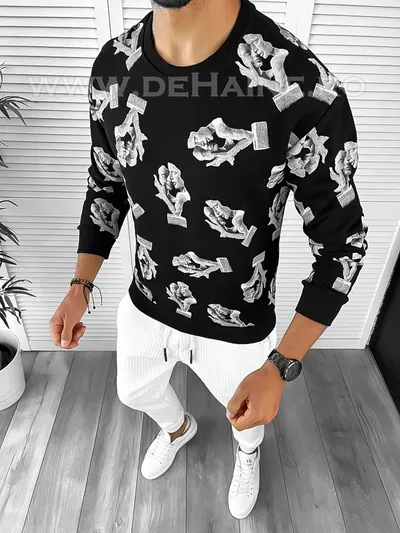 Bluza barbati cu imprimeu neagra K410 O5-4.1