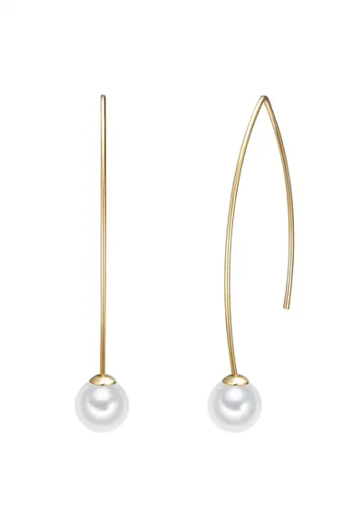 Cercei placati cu aur de 14K si decorati cu perle sintetice - Auriu