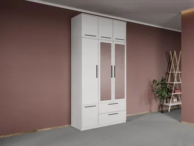 Dulap dormitor Alb 3U cu oglinda+suprapozabil - Madrid