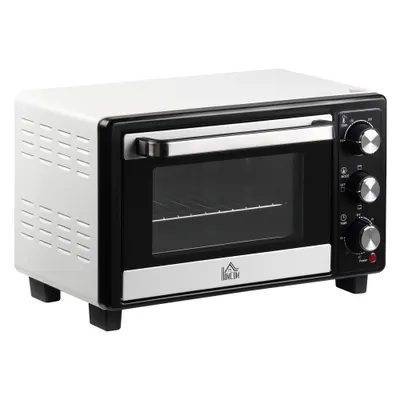 HOMCOM Cuptor Electric Ventilat cu Temperatură Reglabilă, 3 Moduri de Coacere, Tavă și Grătar, 44x32x28 cm, Alb | Aosom Romania