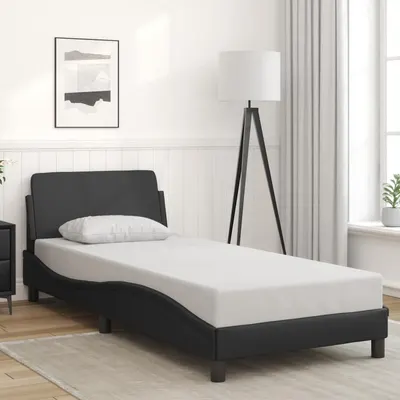 vidaXL Cadru de pat, Dover, negru, 90x200 cm, piele ecologică
