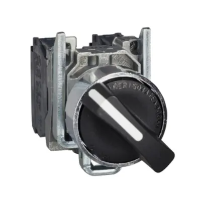 Selector Complet Negru Ø22, cu Revenire cu Arc In 2 Pozitii 1Nr