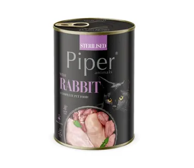Hrana umeda pentru pisici, Piper Cat Sterilised, carne de iepure, Set 6 X 400 g