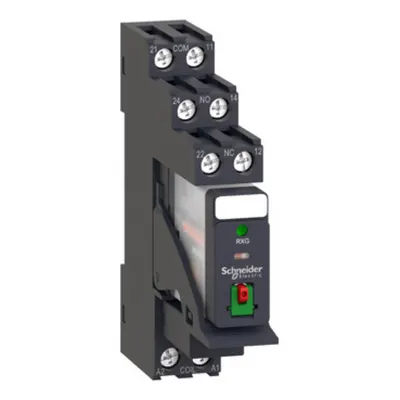 Releu de conectare pre-asamblat cu soclu, Harmony Electromechanical Relays, 5A, 2CO, cu LED, cu buton de testare blocabil, cu surub, 230V AC