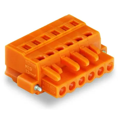 1-conductor female plug; Screw flange; 2.5 mm²; Pin spacing 5.08 mm; 6-pole; 2,50 mm²; orange