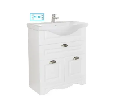 Set Baza front MDF si Lavoar seria 172, 60 cm, alb rustic