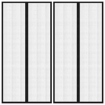 Gossi perdea de usa anti-insecte cu magnet, 2 buc., negru, 220x100 cm
