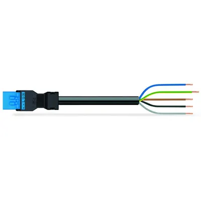 pre-assembled connecting cable; Cca; Plug/open-ended; 5-pole; Cod. I; H05Z1Z1-F 5G 1.5 mm²; 1 m; 1,50 mm²; blue
