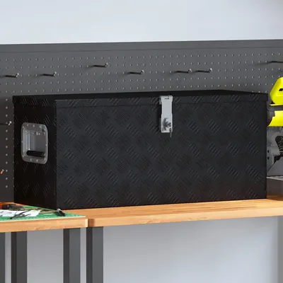 vidaXL Ladă de aluminiu, negru, 80 x 30 x 35 cm