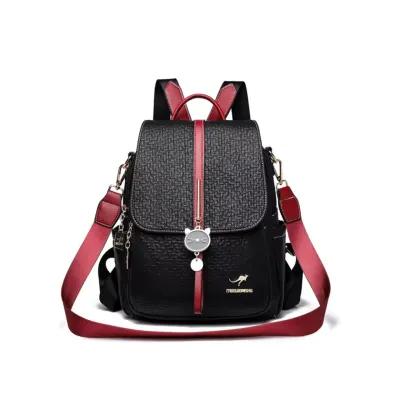 Rucsac dama, Iliris GT3605, Negru/Rosu
