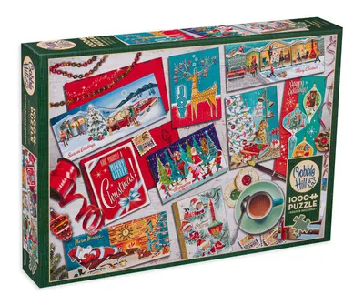 Puzzle Cobble Hill din 1000 de piese - Felicitări de Crăciun